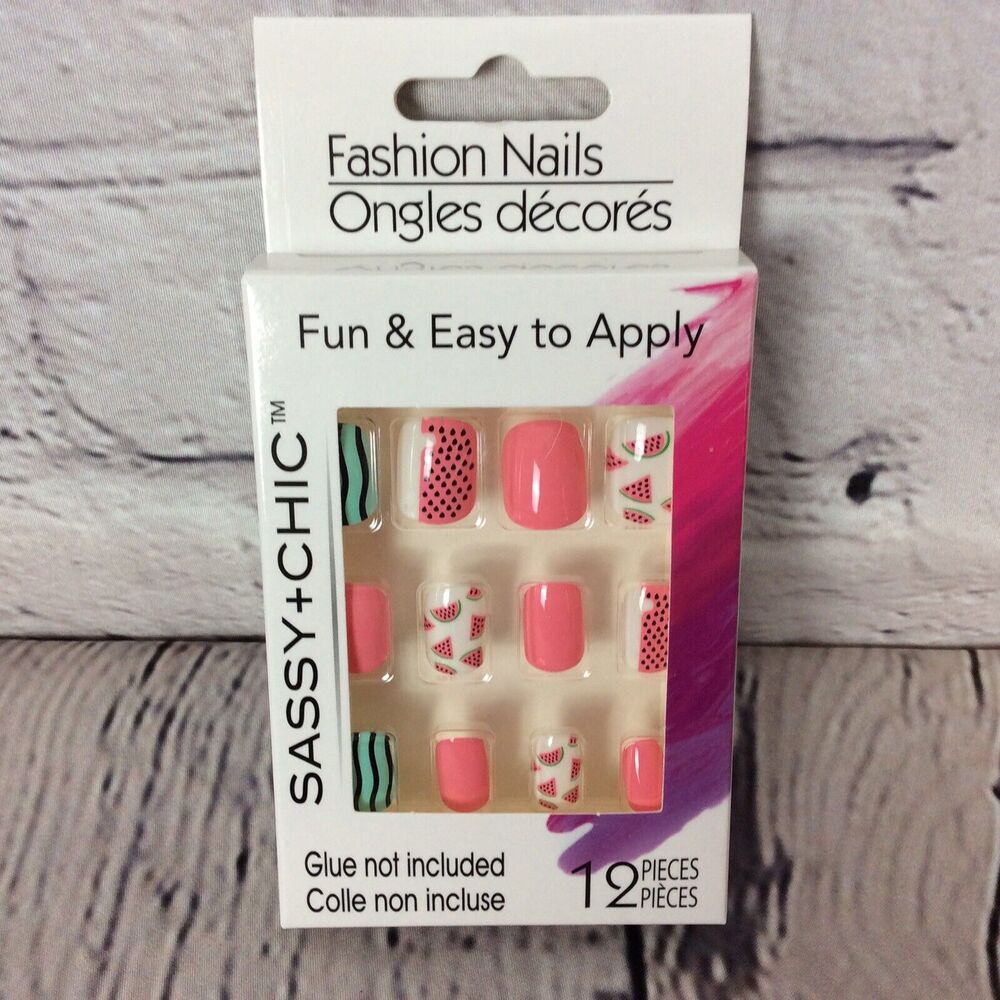 Sassy+Chic Glue-on Nails 2Sets 24pcs Glue NOT Included Watermelon & Animal Print